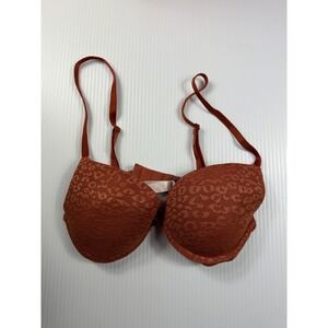 PINK Victoria's Secret Push Up Bra Leopard Print Lined‎ Demi Brown 32C